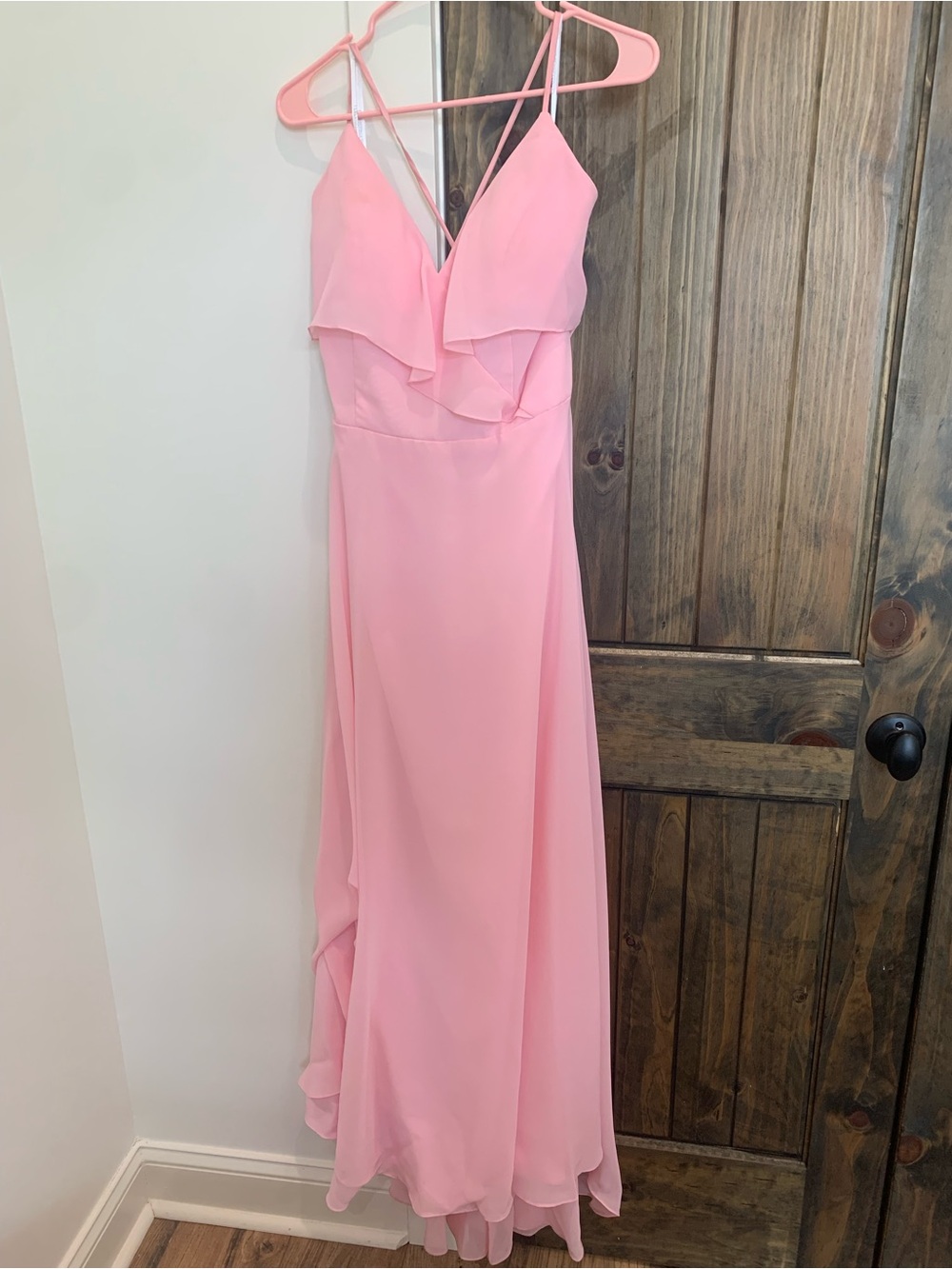 Christina Wu Pale Pink Ruffle Bodice Maxi Dress